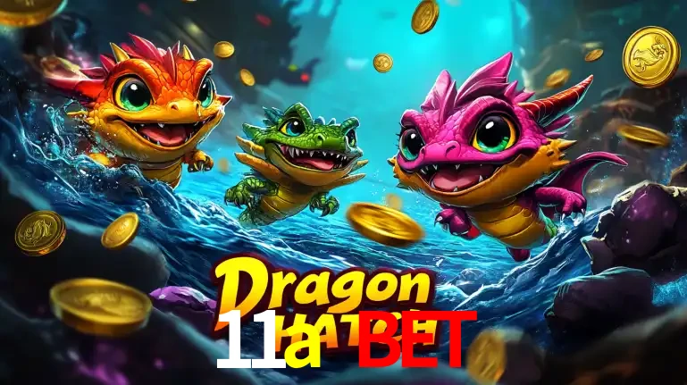 Arte promocional do jogo Dragon Hatch com três adoráveis dragões bebês nadando entre moedas de ouro, um dos slots mais divertidos para jogar no cassino 11a bet.