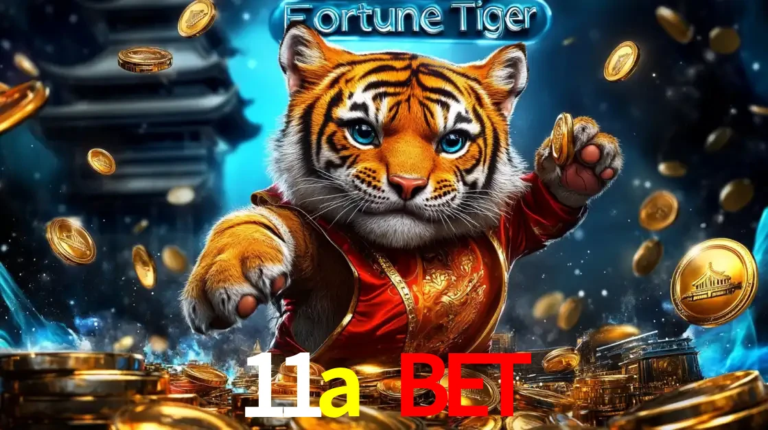 Imagem promocional do jogo de slot Fortune Tiger, com um tigre majestoso em traje tradicional cercado por uma fortuna em moedas de ouro, disponível agora no cassino 11a bet.